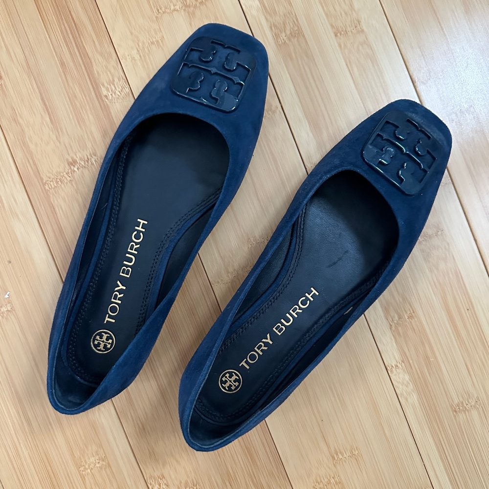 Suede square toe flats